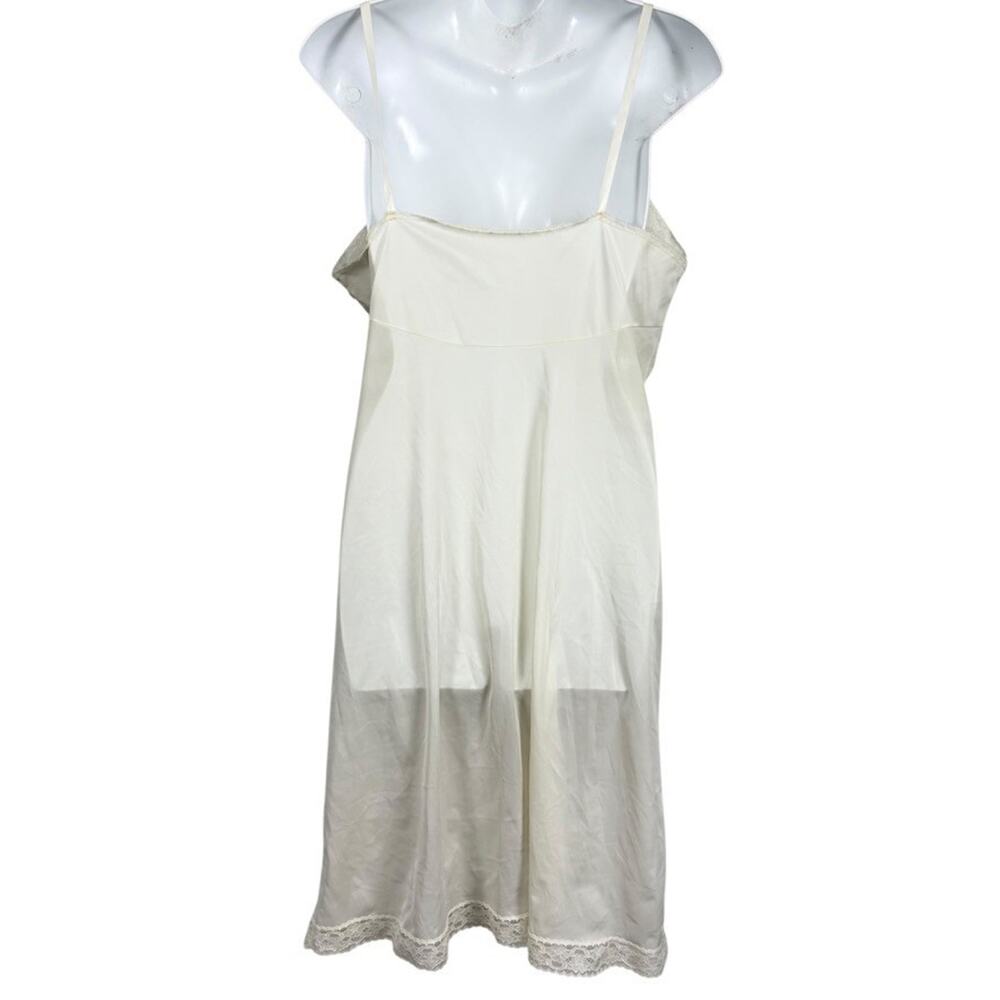 Vanity Fair Vintage Full Slip Dress Ivory Lace Trim V-Neck Babydoll USA Made S - Picture 14 of 16